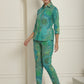 Women's Green Printed Shirt and Trouser Co-ords Set