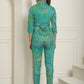 Women's Green Printed Shirt and Trouser Co-ords Set