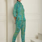 Women's Green Printed Shirt and Trouser Co-ords Set