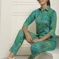 Women's Green Printed Shirt and Trouser Co-ords Set