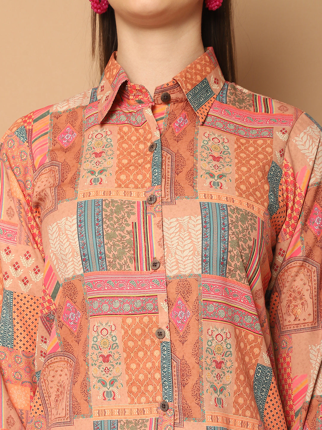 Printed Shirt Collar Shirt With Trouser