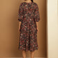 Floral Print Puff Sleeves Crepe Dress