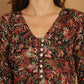 Floral Print Puff Sleeves Crepe Dress