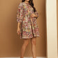 Floral Printed Puff Sleeve A-Line Dress