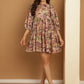Floral Printed Puff Sleeve A-Line Dress