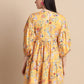 women Yellow Printed A-Line Dress