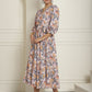 Women's Off-White Floral Printed A-line Dress With Belt