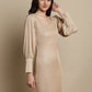 Shimmer Puff Sleeves bodycon dress