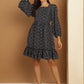 Bandhani Printed Puff Sleeve A-Line Dress