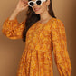 Bandhani Printed Puff Sleeve A-Line Dress