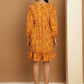 Bandhani Printed Puff Sleeve A-Line Dress