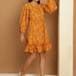 Bandhani Printed Puff Sleeve A-Line Dress