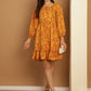 Bandhani Printed Puff Sleeve A-Line Dress