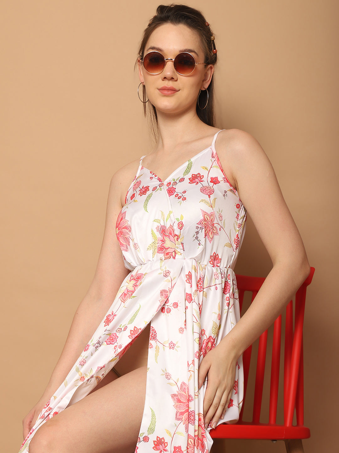 Floral Printed Shoulder Strap Maxi Dress