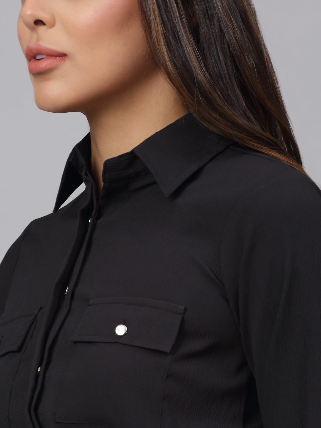 Women Black Solid Shirt