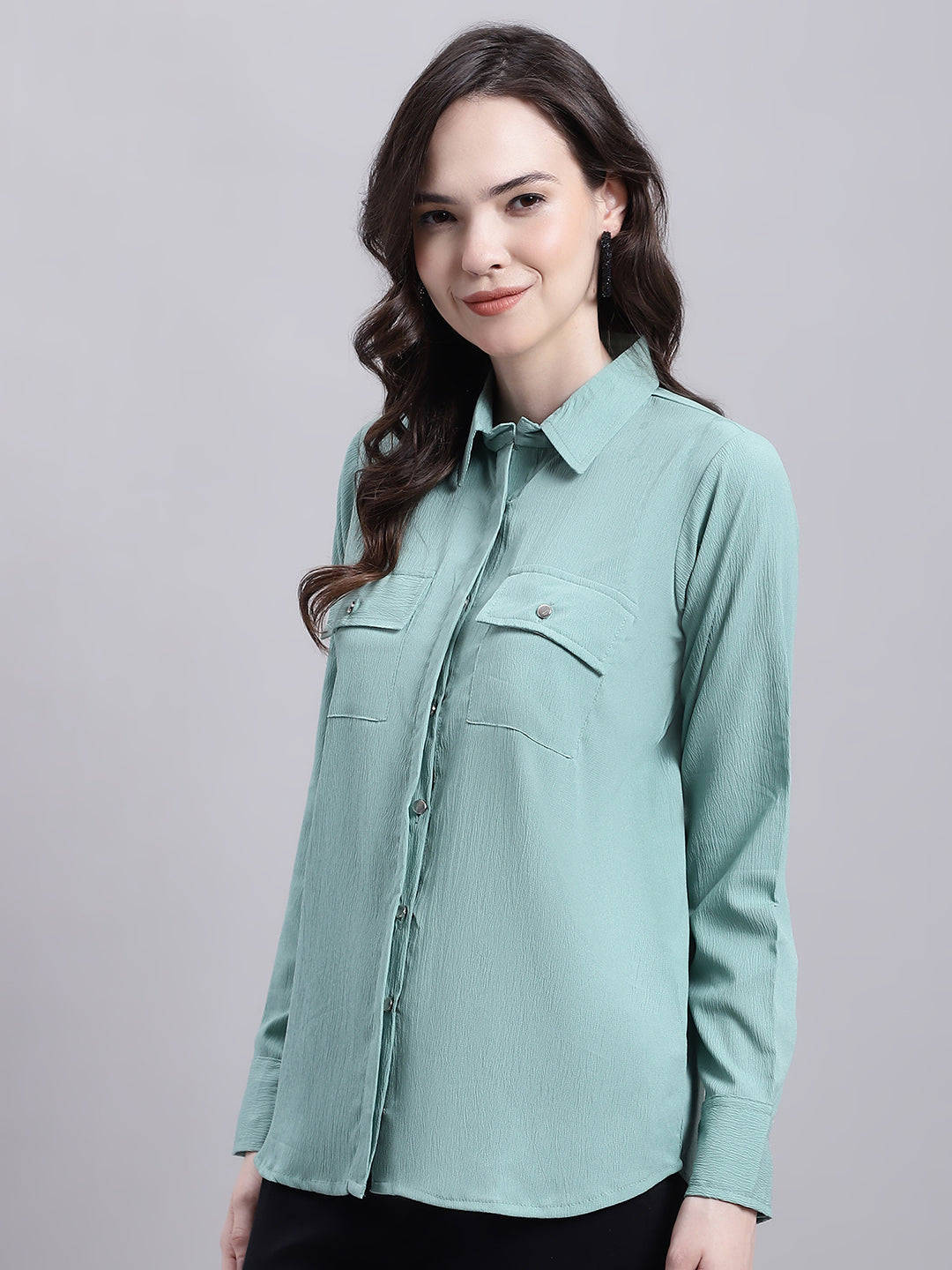 Women Green Solid Shirt