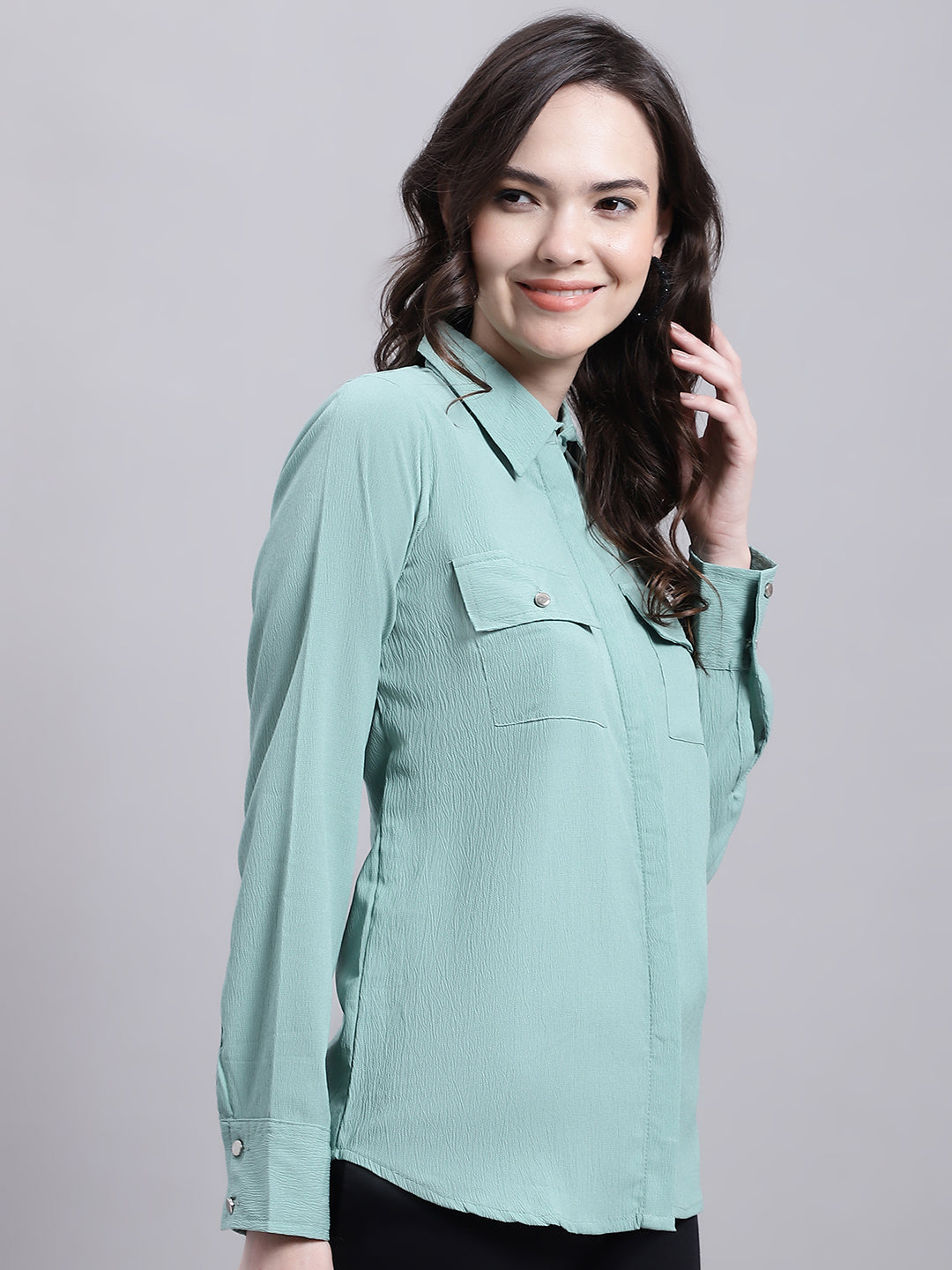 Women Green Solid Shirt