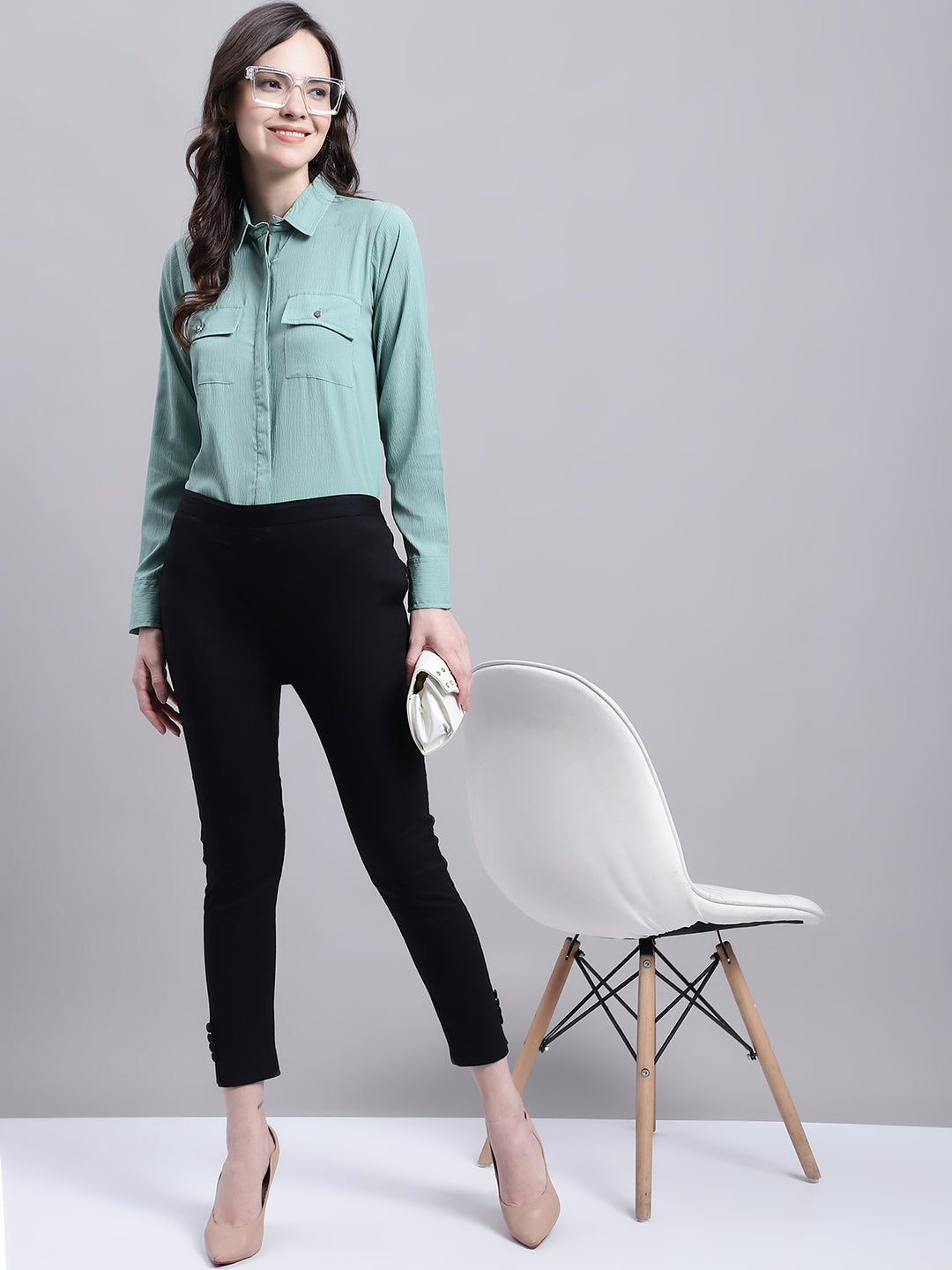 Women Green Solid Shirt