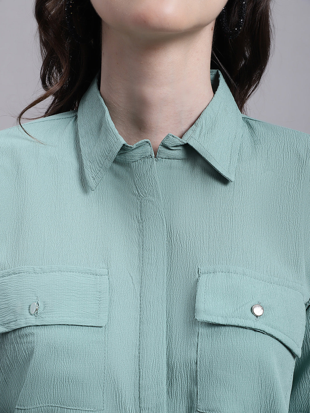 Women Green Solid Shirt