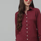 Women Maroon Solid Casual Shirt