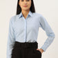 Women Blue Solid Shirt Style Top