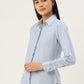 Women Blue Solid Shirt Style Top