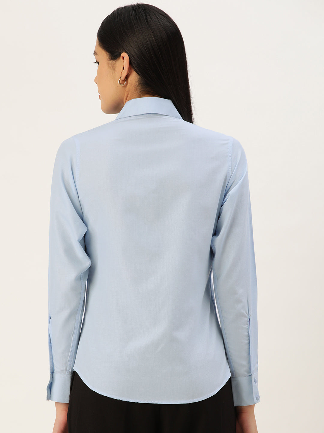 Women Blue Solid Shirt Style Top