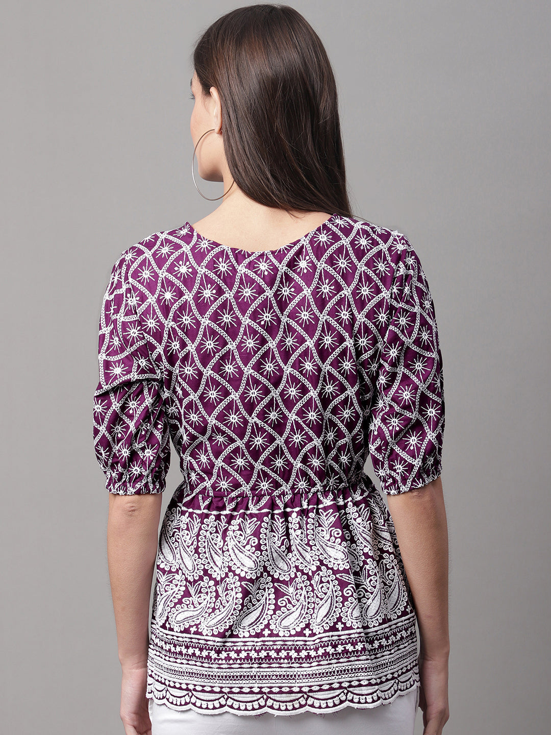 Chikankari Sequen Work Empire Top