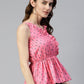 Women  Printed crop top with frills