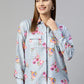 Women  Floral Double Pocket Shirt Style Top