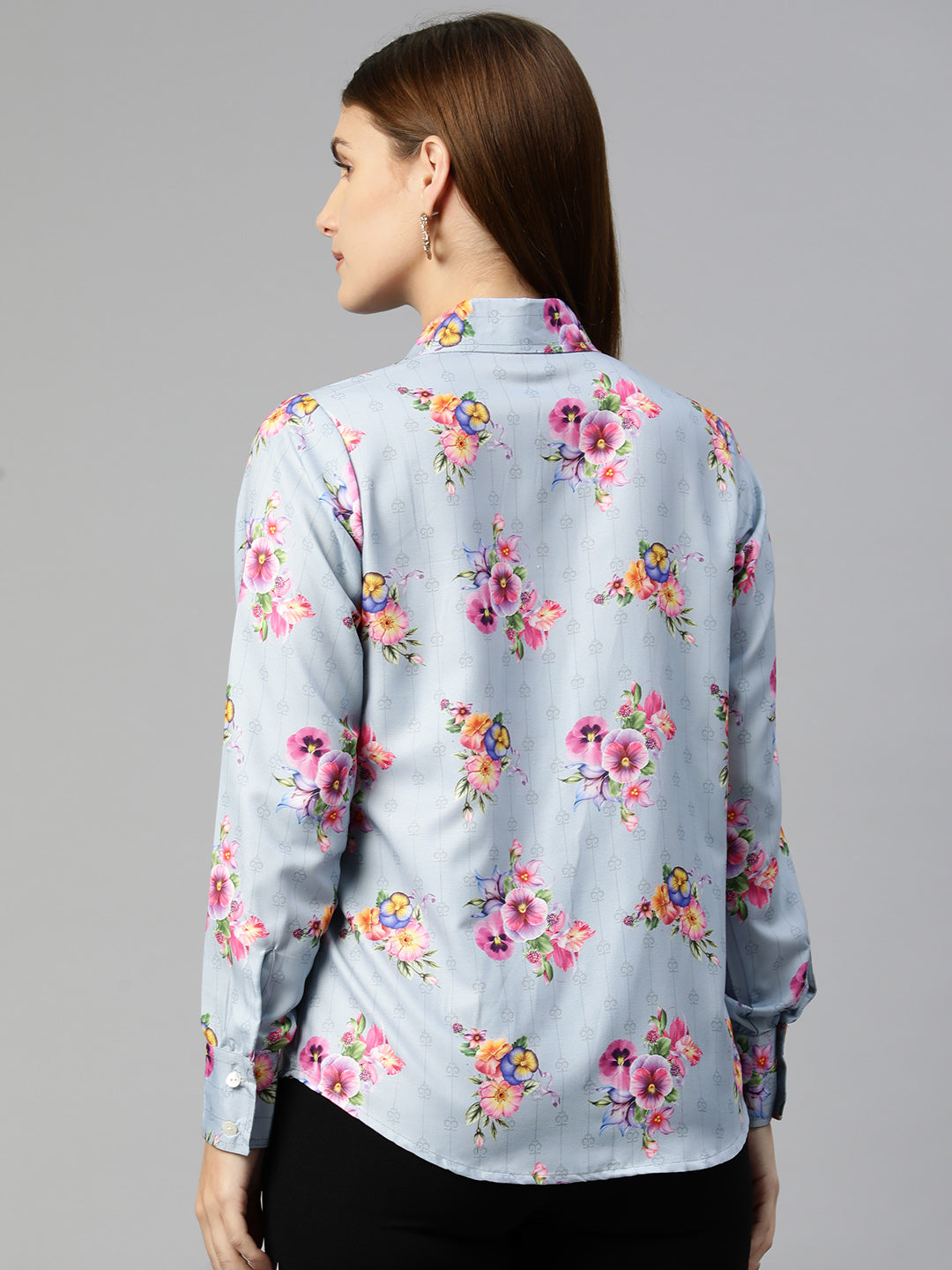 Women  Floral Double Pocket Shirt Style Top