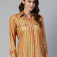 Women  Striped Double Pocket Shirt Style Top