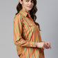 Women  Striped Double Pocket Shirt Style Top