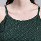 Women's Olive Green Chikankari Sequen Work Empire Top