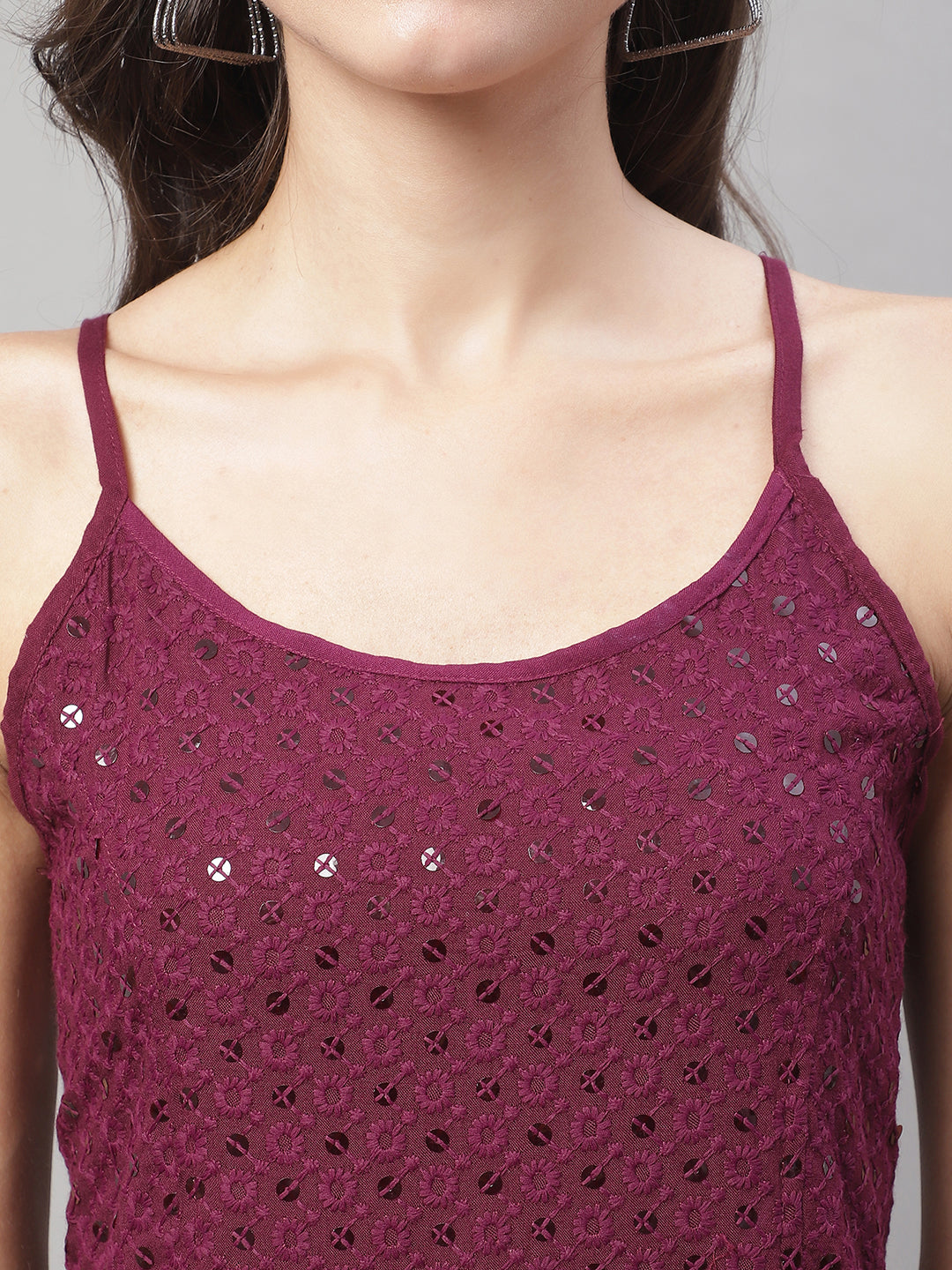 Women's Chikankari Sequen Work Empire Top