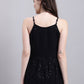 Women's Black Chikankari Sequen Work Empire Top