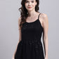 Women's Black Chikankari Sequen Work Empire Top