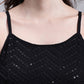 Women's Black Chikankari Sequen Work Empire Top