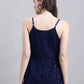 Women's Navy Blue Chikankari Sequen Work Empire Top