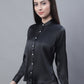 Women Black Solid Shirt Style Top