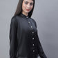 Women Black Solid Shirt Style Top