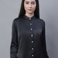 Women Black Solid Shirt Style Top