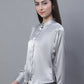 Women Grey Solid Shirt Style Top