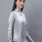 Women Grey Solid Shirt Style Top