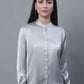 Women Grey Solid Shirt Style Top