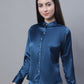 Women Blue Solid Shirt Style Top