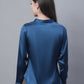 Women Blue Solid Shirt Style Top