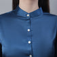 Women Blue Solid Shirt Style Top