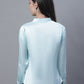 Women Sky Blue Solid Shirt Style Top