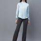 Women Sky Blue Solid Shirt Style Top